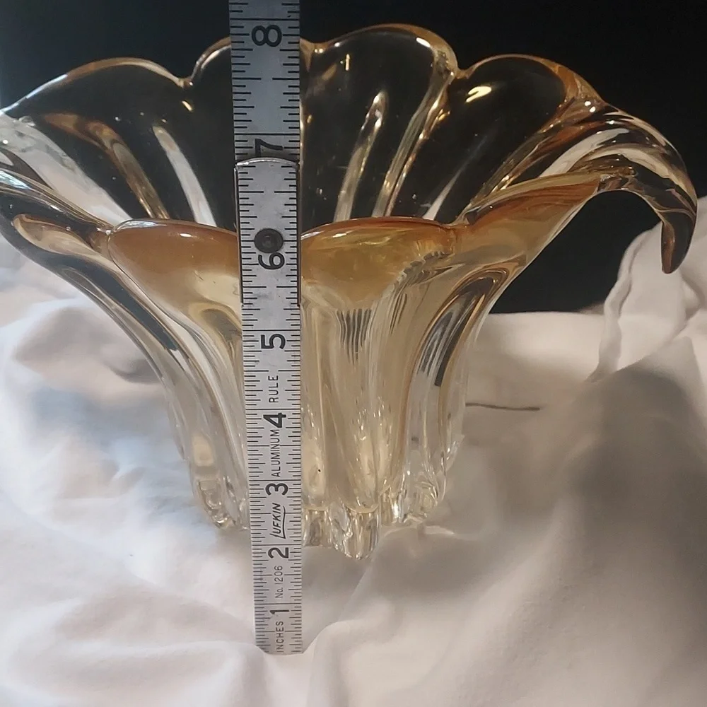 TELEFLORA Yellow Ribbed Fan Vase | Yellow Glass Vase | Vases for Flowers | Scall